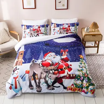  Santa Claus Patalynės Komplektas Dvigubai Karalienės Dydžio Kalėdų Antklode Padengti Užvalkalas Su Vienu Twin Visa Suaugusiems Vaikams Kalėdų Dovana