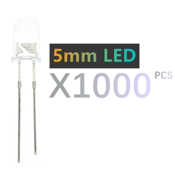  Nemokamas pristatymas 1000pcs 5 mm led balta/mėlyna/raudona/geltona/žalia/rožinė lemputės / 5MM Baltos Spalvos LED diodų F5mm Baltas LED