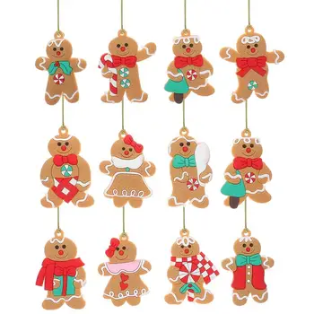  12pcs Kalėdų Meduoliai su imbiero priedais Vyras Ornamentu Kalėdų Medžio Kabo Pakabukas Kalėdos Naujųjų Metų Festivalis Apdailos Dovana Navidad