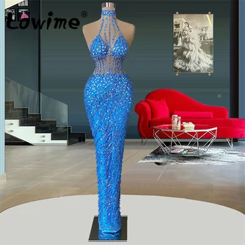  Mėlyna Šalis Suknelės China Ilgai Promenadzie Suknelė 2022 Rūbeliai Iliuzija Vakare Chalatai Užsakymą Arabų Moterų Suknelės Dėvėti Plius Dydis
