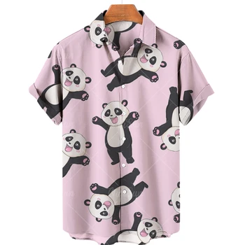  Camisas De Panda para Hombre, camiseta creativa con estampado Digital 3D para playa, camisa De manga corta De tendencia, noveda