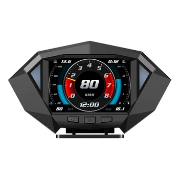  Auto HUD Head Up Display Dual Sistemos, Automobilis Hud GPS OBD2 OBDII Spidometras Projetor greičio Viršijimo Signalas RPM Indikatorius