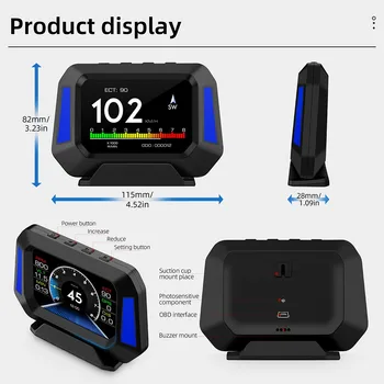  Automobilių Skaitmeninis GPS Head Up Display Daviklis Spidometro Greičio Įspėjimo MPH GPGB Signalizacijos Automobilių Reikmenys Aukštos kokybės Head-up Ekranas