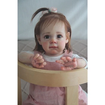  60CM Minkštas Žaislas Realus Baby Girl Lėlės m/ Akrilo,-Akys Tikroviška Švietimo Atgimsta Džiugu Rankdarbių Žaislas Vaikams Dovanų Šalis