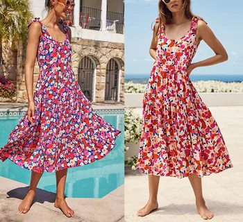  Dresses2021 Seksualių Moterų Berankovis Palaidų Gėlių Spausdinti Ilgos Suknelės V-Kaklo Išjungti Peties Lygiosios Lankas Backless Paplūdimio Suknelė Vestidos Skraiste