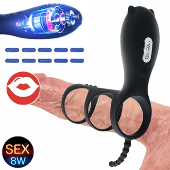  Penio Žiedas Vibruojantis Klitorio Stimuliatorius G Spot Sekso Žaislų Pora Vibro Nedelsiant Laižyti Makšties Orgazmas Užraktas Bauda Rankovės Vibratorius