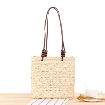  Britų stiliaus naujas natūralus rankų darbo vieną petį šiaudų maišą retro laisvalaikio austa maišelį atostogų laisvalaikio paplūdimio krepšys