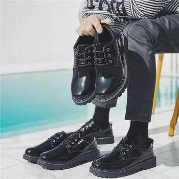 Korėjos versija tendencija vyriški batai Anglija padidėjo juoda jaunimo big toe batai vyriški laisvalaikio mažas odos batai