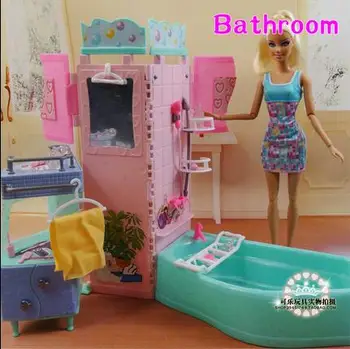  originali barbie, vonios kambarys lėlės ccessories 1/6 bjd doll, vonia ir dušas, namų baldai ccessories vaiko žaislas dovana