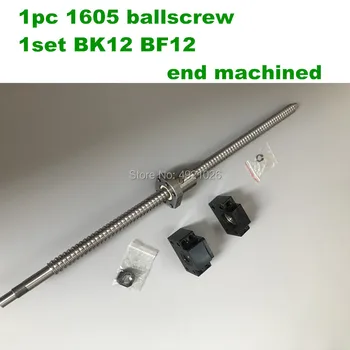  Nemokamas pristatymas SFU1605 BallScrew 200 300 400 500 600 mm + BK12 BF12 nutraukti paramą Valcavimo Kamuolys varžtas su vienu Ballnut už CNC