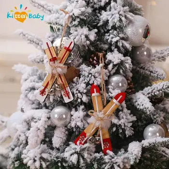  Kalėdų Dekoracijas Rogėmis Kalėdų Medžio Namų Dekoro Kabantys Papuošalai Lėlių Miniture Mediniai Slidinėjimo Valdybos Amatų Doll House Dekoro
