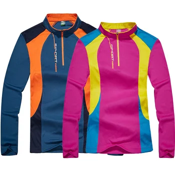  Moterų ir Quick Dry marškinėliai ilgomis Rankovėmis Sporto Top Sportinę Vyrų Fitneso Lauko Veikia Alpinistas Drabužių Mokymo Marškinėliai