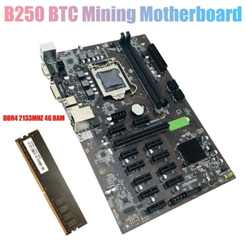  B250 BTC Kasybos Plokštė su DDR4 4GB 2133Mhz atmintis (RAM LGA 1151 12XGraphics Kortelės Lizdas DDR4 USB3.0 SATA3.0 BTC Miner
