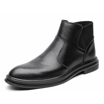  garsaus prekės ženklo vyrai atsitiktinis didelis dydis trumpas batai, kvėpuojantis natūralios odos batai juoda kulkšnies 