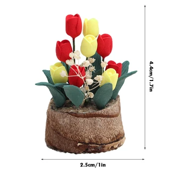  1:12 Miniatiūriniai Lėlių Vazoninių Augalų Spalvotų Tulpių Augalų, Gėlių Vazoninių Augalų Modelis Sodas Gyvenimo Scenos Dekoras Žaislas