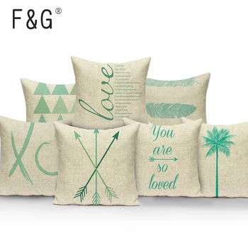  Šiaurės šalių Žalieji pagalvės užvalkalą geometrinis rodyklių Automobilio Sėdynės Pigūs padengti pagalvėlė bangos spausdinti lino pagalvėlės namų dekoro Mesti pagalvė pagalvės