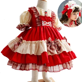  Originalus Lolita Kids Suknelės Mergaitėms Vasaros Suknelė Kūdikių Medvilnės Sluoksniuotos Rankovėmis Ispanijos Princesė Drabužius Lolita Stiliaus Silpnų Šalių