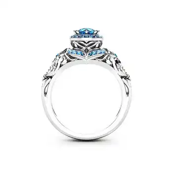  Mados naujų moterų mėlynos spalvos amžinybės žiedas naujas prašmatnus gėlių moterų vestuvių žiedo dydis 5-10