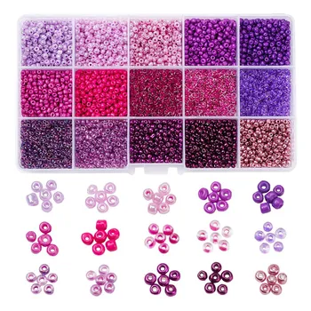  15 Spalvų 2/3MM, Sumaišyti Violetinė Serija Stiklo Sėklos Karoliukai Ryžių Granulių, 