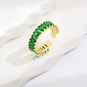  Naujas mados žalias kvadratas atidaryti žiedas nišą prabanga moterų rodomojo piršto žiedą ir elegantiškas retro stiliaus papuošalai, dovana mama ponios