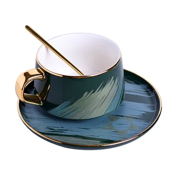  Kūrybos aukso kavos puodelio ir patiekalas nustatyti Šiaurės stiliaus namų maišymo Europos mažų prabangių popietės arbata