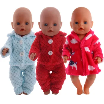  Pliušinis Pižama Pižamą Tinka Žiemą Šiltas Kostiumas 18 Colių American Doll &43 Cm, Naujas Gimęs Kūdikis,Mūsų Kartos,Lėlės Drabužiai
