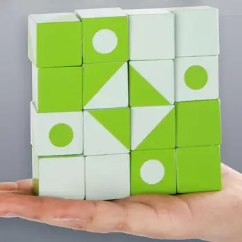  Įdomus Medžio 3D Montessori Geometrijos Galvosūkiai Modelio Blokai 16 dalių Rinkinys