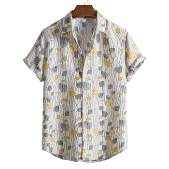   Vasaros Vyrų Paplūdimio Shirt Spausdinti Atsitiktiniai trumpomis Rankovėmis Marškinėliai Atvartas Viršų