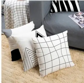  Šiaurės minimalistinio juodos ir baltos linijos, apkabinti užvalkalas Geometrinis modelis gyvenamasis kambarys sofos pagalvėlė padengti