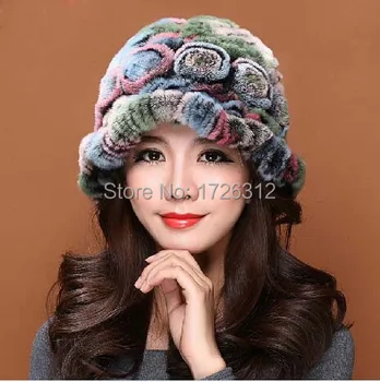  2019 naujas triušio kailiniai skrybėlės moterims per storas šiltas žiemą platus kraštų kailio kepurę