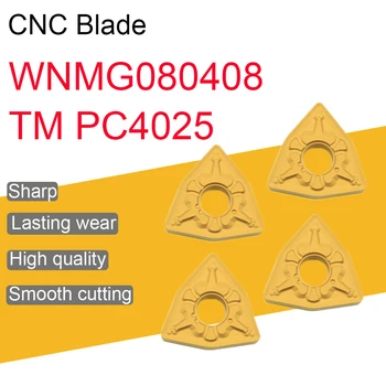  Aukštos Kokybės WNMG080408 TM PC4025 CNC Tekinimo staklių Pjovimo Įrankis Karbido Įterpti WNMG080408 Išorės Tekinimo Įrankis, Dirbantis Plieno