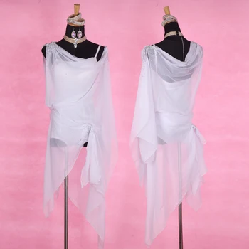  Lotynų Šokių Suknelės Moterų Veiklos Kostiumas Dainininkas Baltos spalvos Dizainas Elegantiškas, Seksualus lotynų Rumba, Šokių Sijonas