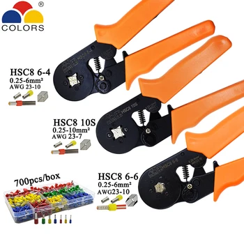  HSC8 10S užspaudimo replės 0.25-10mm2 23-7AWG HSC8 6-4/6-6 su 700pcs/box vamzdelio tipo adata terminalo mini Slėgio vielos įrankiai