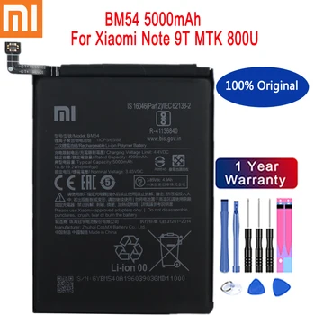  Xiaomi 100% Originalus Didelis Qulity 5000mAh BM54 Baterija Xiaomi redmi 9 pastaba 5G /Pastaba 9T MTK 800U Baterijų Bateria+ Nemokamas įrankiai