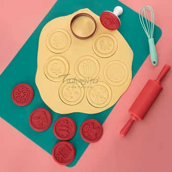  6pcs Naujas Produktas, Silikoninis Sandariklis Nustatyti Kalėdų Dieną Sausainių Slapukas Įspaudas Pelėsių Slapukas Antspaudų Rinkinys Kepimo Priedai