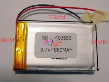  Planšetinio kompiuterio baterijos 403659 3.7 V 850mah Ličio polimerų Akumuliatorius su Apsaugos Valdybos MP5 BLS Skaitmeninius Produktus