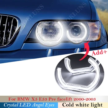  DTM Stiliaus Kristalų LED Angel Eyes Halo Žiedai Šviesos rinkiniai BMW X5 E53 Pre facelift 2000 2001 2002 2003 Automobilių žibintų optikos