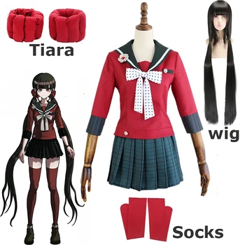  Kostum Cosplay Harukawa Maki Cosplay, Anime, Danganronpa Perukas seragam sekolah anak perempuan kostum Helovinas