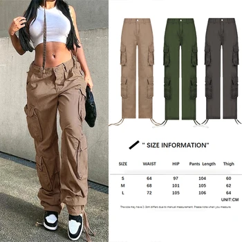  Atsitiktinis Baggy Jeans Moterų Prarasti Mažas Juosmens Retro darbo drabužiai Hip-Hop Streetwear Tiesiai Džinsinio audinio Kelnės Plačios Kojos Y2K Krovinių Kelnės