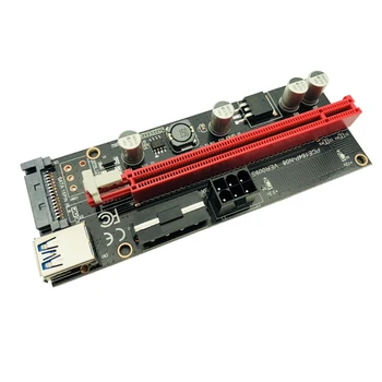  009s PCIe Riser PCI-E 1x iki 16x Extender 60cm USB3.0 Kabelis SATA į 6Pin 4pin molex SATA Maitinimo stove kortelę ETH Dogecoin Kasyba