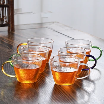  2vnt Plaktukas grūdų stiklo arbatos puodelio namų sutirštės karščiui atsparaus arbatos puodelis stiklo Kung Fu arbatos rinkinys Kinų arbatos puodelio