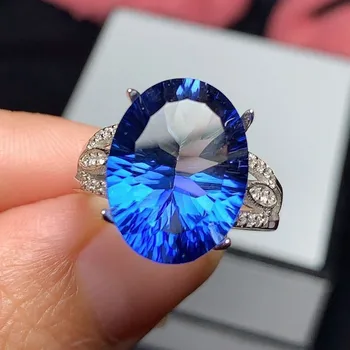  BOCAI nekilnojamojo s925 gryno sidabro papuošalai inkrustacijos su tanzanite blue topazas žiedas blizga madingi vyriški žiedas