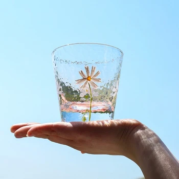  Creative vandens stiklinę geriamojo Japonų stiliaus stiklo taurės Nustatyti Gėlių spausdinti geriamojo stiklo alaus stiklo viskio stiklo taurelė