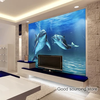  Neaustinis individualų kambarį, TV foną, delfinų foto tapetai