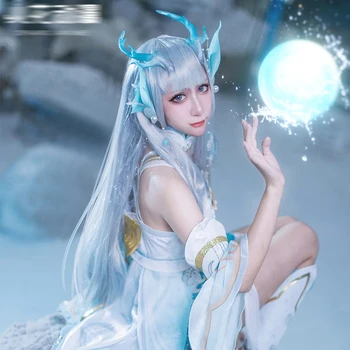  Xishi Cosplay Ice Blue Dragon Mergina Karaliaus Šlovės cos Tiulio Fėja Plūduriuojantis Rankovėmis Suknelė Kalėdų Kostiumas H