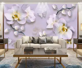  Pritaikytas didelės apimties 3D sienų tapetai, 3D trimatis phalaenopsis gėlių reljefo, TV foną, sienos, Šiaurės freskos