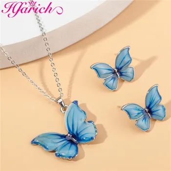  Romantiška Crystal Butterfly Karoliai, Auskarai Mados Išskirtinį Gyvūnų, Kabamųjų Karoliai Moterims, Papuošalai, Dovana Biżuteria
