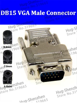  Viršuje D-Sub 15-pin DB15 VGA, 3 eilės kištuko (male) kietojo modulio pin + nuimamu metaliniu korpusu padengti būsto--5vnt/daug