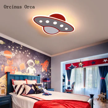  Animacinių filmų kūrybos ateivių kosminis laivas lubų lempa berniukas, miegamojo, vaikų kambario lempa, spalva UFO lubų lempa nuotolinio valdymo