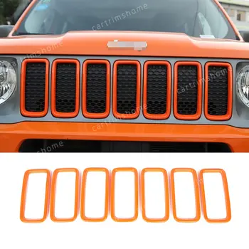  7*Oranžinė ABS Priekinės Grotelės Padengti Įdėklus, Grotelės Akių Apdaila už Jeep Renegade 2019+